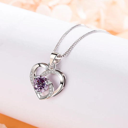 925 Sterling Silver Necklace for Women Simple Irregular Heart Moon Trendy Simple Geometric Handmade Chocker Fine Jewelry